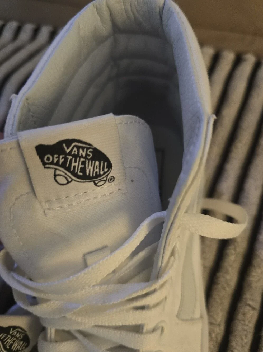 Vans Sk8-Hi White High-Top Sneakers With Light Blue Detail